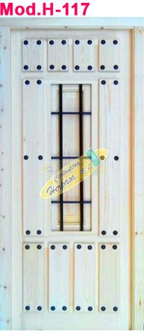 Puerta jardinera de tablas pino con reja Mod. H-117 